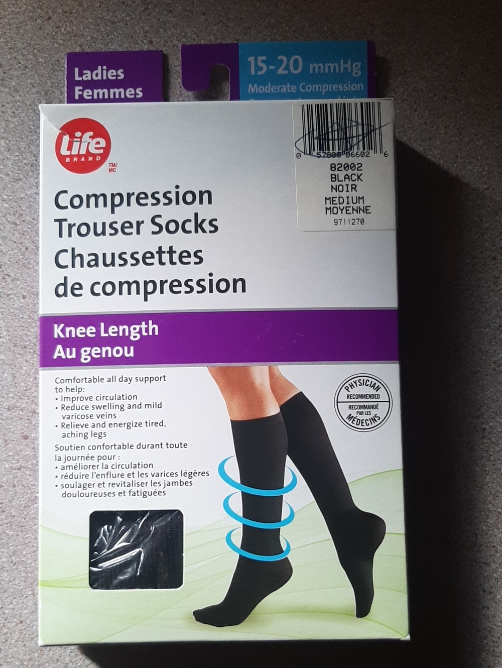Knee-Length Compression Trouser Socks - Black